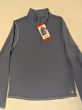 Soybu Long Sleeve Half-Zip Top in Dusty Blue